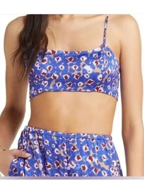 SET Open Edit Satin - Blue Printed Smocked Crop Top, Shorts, and Pants